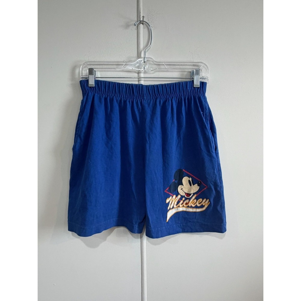 Vintage Disney Mickey Mouse Shorts Mens Medium Blue Sweat Elastic Waist USA 90s
